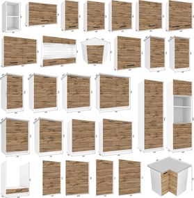 Kuchynská linka Belini 420 cm dub wotan s pracovnou doskou Uniqaplus   TOR UNIQAPLUS/4/WT/DW/0/B1