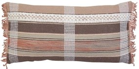 Hnedý károvaný vankúš Araz old brown so strapcami - 60 * 30 cm