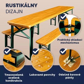 Pivný set MAXI sklápateľný, 220cm, prírodná hnedá Jurhan