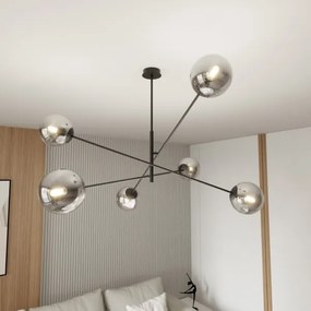 Luster na tyči LINEAR 6xE14/10W/230V čierna/šedá