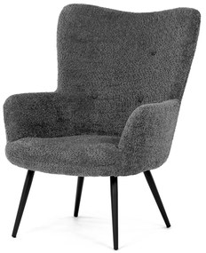 Autronic - Křeslo "ušák", potah šedá látka, nohy černý kov. - AK-W1206 GREY2