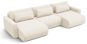 Béžová zamatová rozkladacia rohová pohovka s úložným priestorom (do "U") Belfast – Cosmopolitan Design