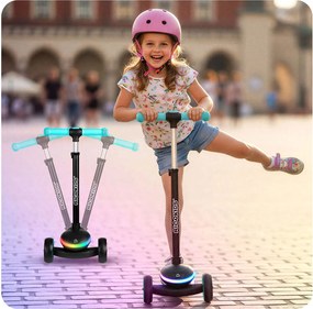 Ricokids Leddi LED balančná Kolobežka pre deti - čierna a tyrkysová