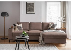 Hnedá menčestrová rozkladacia rohová pohovka (pravý roh) Lofty Lilly – Miuform