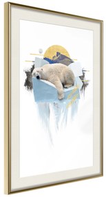 Artgeist Plagát - Polar Bear [Poster] Veľkosť: 30x45, Verzia: Zlatý rám s passe-partout