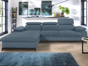 Rohová sedacia súprava Scala, denimovo modrá látka, ľavý roh