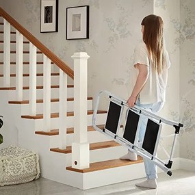 3-stupňový rebrík skladací, záťaž 150 kg, biely