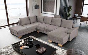 Sedacia  súprava Chivas, tvar ľavé U, kamenná hnedo-šedá látka