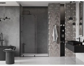 Mexen Velar, posuvné dvere do otvoru 160x200 cm, 8mm číre sklo, čierna matná, 871-160-000-01-70