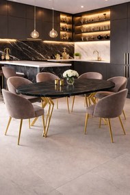 OKRÚHLY ROZKLADACÍ JEDÁLENSKÝ STÔL ETIENNE ZLATÉ NOHY 120 / 196 CM