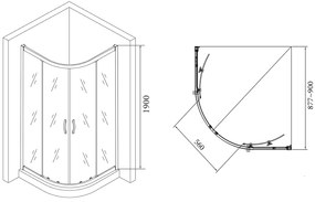 Gelco Gelco, AKCE štvrťkruhová sprchová zástena 900x900x1900mm, číre sklo, AG4290