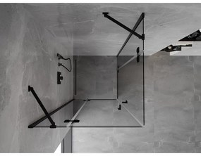 Mexen Mist-H Duo, 2-krídlový výklopný sprchový kút 120 x 120 cm, číre sklo, čierny profil, 8A5-120L-120P-70-00