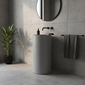 BPS-koupelny Voľne stojace keramické umývadlo HYD-ST4-GR-WOF-860 ø40 cm, sivé