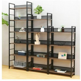 Regál Raw R6 187 cm černý mat/dub přírodní