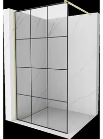 Mexen Kioto sprchová stěna Walk-in 110 x 200 cm, černý vzor 8 mm, zlatá kartáčovaná - 800-110-101-55-77
