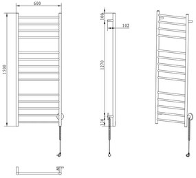 Sapho - Elektrický sušič na uteráky REDONDO 130W/230V 150 cm lesklý chróm