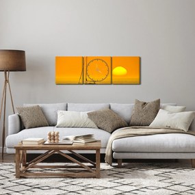 Obraz - Loďka uprostred mora (s hodinami) (90x30 cm)