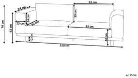 3-miestna čalúnená pohovka sivá NIVALA Beliani