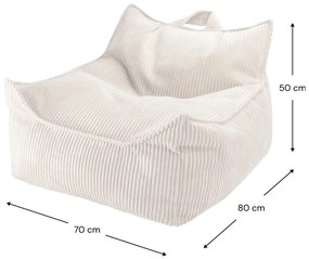 Krémovobiely menčestrový detský sedací vak Chair – Wigiwama