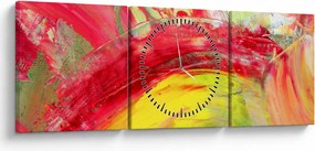 Obraz abstrakcie - maľba (s hodinami) (90x30 cm)