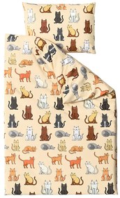 Mikroplyšové obliečky COLORED CATS krémové Rozmer obliečky: 70 x 90 cm | 140 x 220 cm