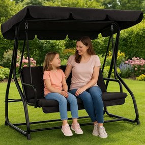 Lean Záhradná hojdačka čierna – 280kg, 4 vankúše