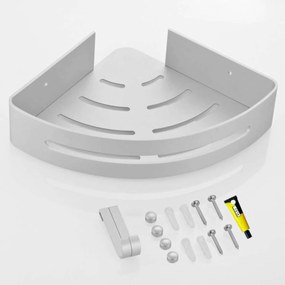 Rohová polička do koupelny MYZEA II stříbrná