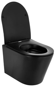 Gamma Mut, závesná WC misa 48x37 cm Rimless s pomaly padajúcim sedadlom, čierna matná, GMA-MUT201-BK