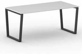 Kancelársky stôl PRIMO IMPRESS, čierna podnož, 1800 x 900 mm, biela