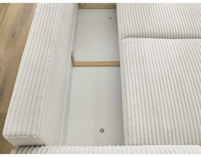 Krémová menčestrová rozkladacia pohovka 257 cm Lucien – Bobochic Paris