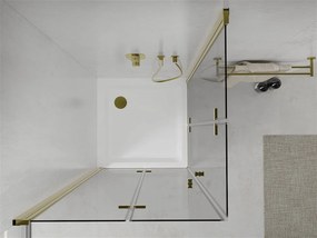Mexen Lima Duo, sprchový kút 70 (dvere) x 70 (dvere) cm, 6mm číre sklo, zlatý profil + SLIM sprchová vanička biela 5cm + zlatý sifón, 856-070-070-50-02-4010G