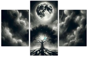 Obraz – Čiernobiely strom v splne (90x60 cm)