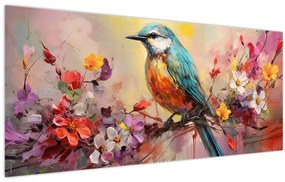 Obraz - Maľba vtáčika (120x50 cm)