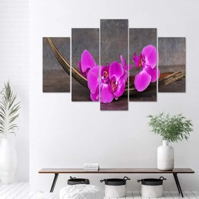 Obraz na plátně pětidílný Orchidejové květinové zenové lázně - 150x100 cm