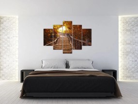 Obraz - Schody v prírode na jeseň (150x105 cm)