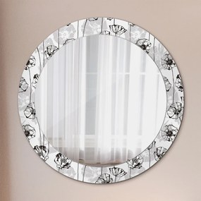 Okrúhle ozdobné zrkadlo na stenu Kvety maki fi 70 cm