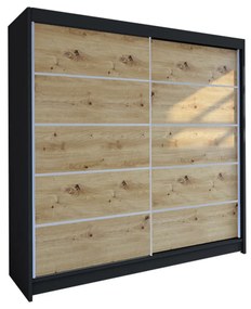 Šatníková skriňa TALIN IV šírka 180 cm - čierna/dub artisan