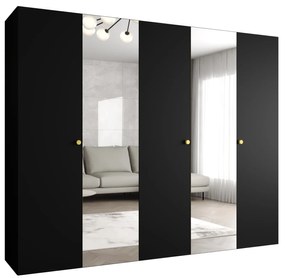 Šatníková skriňa 250 cm Parna 2 (čierna + zlatá). Akcia -20%. Vlastná spoľahlivá doprava až k Vám domov. 1125950
