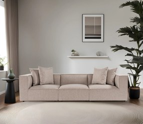 Trojmiestna pohovka Sora s rámom zo 100% hrabového dreva 325 x 102 cm, pieskovo béžová