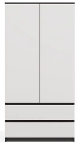 Šatní skříň Malwa SS-90 cm antracit/bílá