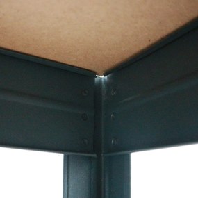 Bezskrutkový kovový regál RIVET, 180x180x60 cm, 4x HDF polica, antracitová sivá