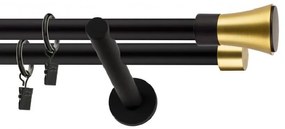 Dekorstudio Garniža dvojradová VASE zlatá MIX čierna-matná 19mm Dĺžka: 120cm, Typ príslušenstva: Krúžky tiché so štipcami