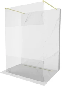 Mexen Kioto, sprchová zástena Walk-In 120 x 200 cm, 8mm číre sklo-námraza, zlatý matný profil, 800-120-002-55-35