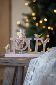 Ružová vianočná dekorácia s Luskáčikom a vtáčikmi Jolly - 18*4*11 cm