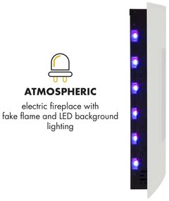 Klarstein Lausanne, elektrický krb, 2000 W, LED plamene, diaľkové ovládanie, biely