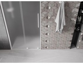 Mexen Velar, posuvné sprchové dvere do otvoru 110 cm, 8mm sklo námraza, biela matná, 871-110-000-31-20