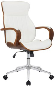 Design-Shop Kancelárska stolička Melilla - drevo orech - Biela