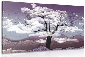Obraz strom zaliaty oblakmi