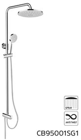 Mereo, Sprchový set s tyčou, čierna hlavová sprcha a trojpolohová ručná sprcha, MER-CB95001SB1