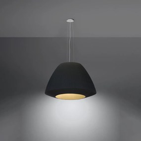 Závesné svietidlo Bella, 1x čierne textilné tienidlo, (biele sklo), (fi 60 cm)